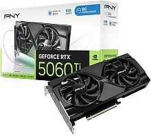 Видеокарта PNY GeForce RTX 5060 Ti Dual Fan OC [PCIe 5.0, GPU 2610 МГц, 8 ГБ GDDR7, 128 бит, 3 x DisplayPort, HDMI]