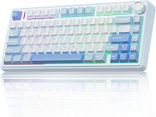 Клавиатура проводная/беспроводная AULA F75 White/Blue бело-голубой [механическая, USB Type-C / 2.4 ГГц / Bluetooth, RGB-подсветка]
