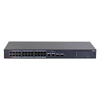 PoE-коммутатор Dahua DH-CS4226-24ET-375 [облачное управление (DoLynk), 24×10/100 Мбит/с + 2×1 Гбит/с комбо (uplink/SFP), 24 порта PoE (бюджет 375 Вт), настольный/в стойку 19", металл]