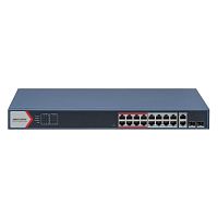 PoE-коммутатор Hikvision DS-3E1318P-EI/M [Smart, 16×10/100 Мбит/с + 1×1 Гбит/с + 1×1 Гбит/с комбо, 16 портов PoE, в стойку 19", металл]