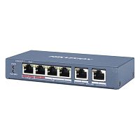 PoE-коммутатор Hikvision DS-3E0106HP-E [неуправляемый, 4×10/100 Мбит/с + 2×10/100 Мбит/с, 4 порта PoE (1 Hi-PoE; бюджет 60 Вт), металл]