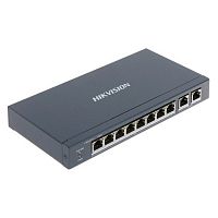 PoE-коммутатор Hikvision DS-3E0310P-E/M [неуправляемый, 8×10/100 Мбит/с + 2×1 Гбит/с, 8 портов PoE (бюджет 60 Вт), настольный, металл]