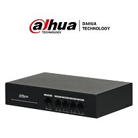 PoE-коммутатор Dahua DH-PFS3005-4ET-36 [неуправляемый, 4×10/100 Мбит/с + 1×10/100 Мбит/с, 4 порта PoE (бюджет 36 Вт), настольный, металл]