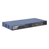 PoE-коммутатор Hikvision DS-3E1318P-EI [Smart, 16×10/100 Мбит/с + 2×1 Гбит/с комбо, 16 портов PoE (бюджет 230 Вт), металл]