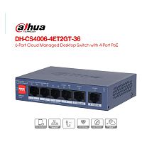 PoE-коммутатор Dahua DH-CS4006-4ET2GT-36 [облачное управление (DoLynk), 4×10/100 Мбит/с + 2×1 Гбит/с, 4 порта PoE (бюджет 36 Вт), настольный, металл]