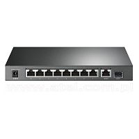 PoE-коммутатор TP-Link TL-SG1210P [неуправляемый, 9×1 Гбит/с, 1×SFP 1G, 8 портов PoE (PoE+; бюджет 63 Вт), настольный, металл]