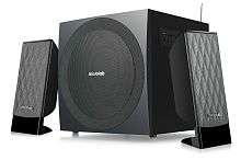 Microlab M-300U черный
[Формат акустики – 2.1, 38 Вт (2 × 12 Вт + 14 Вт), частотный диапазон – 40 Гц – 20 000 Гц, соотношение сигнал/шум – 80 дБ, поддержка USB, SD-карт, FM-тюнер, питание – от сети]