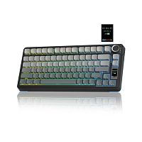 Клавиатура проводная/беспроводная AULA S75 Pro Black Gradient Grey черно-серый [механическая, клавиш - 80, USB Type-C / 2.4 ГГц / Bluetooth, RGB-подсветка]