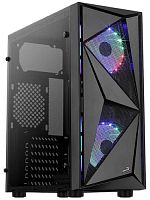 Корпус Aerocool Glider Cosmo (Glider Cosmo-G-BK-v1) черный [Mid-Tower, ATX/mATX, стекло, 2 вентилятора ARGB]
