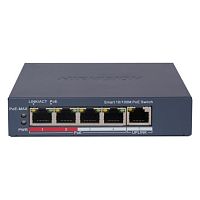 PoE-коммутатор Hikvision DS-3E1105P-EI/M [Smart, 4×10/100 Мбит/с + 1×10/100 Мбит/с, 4 порта PoE (бюджет 45 Вт), настольный, металл]