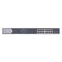 PoE-коммутатор Hikvision DS-3E0518P-E/M(B) [неуправляемый, 16×1 Гбит/с, 2×SFP 1G, 16 портов PoE (бюджет 125 Вт), в стойку 19", металл]