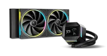 Система жидкостного охлаждения DeepCool LM240 ARGB [120 мм — две секции, 4-pin PWM, радиатор — алюминий, ARGB-подсветка, IPS LCD-дисплей 2.4″]