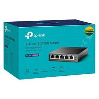 PoE-коммутатор TP-Link TL-SF1005LP [неуправляемый, 5×10/100 Мбит/с, 4 порта PoE (бюджет 41 Вт), настольный, металл]