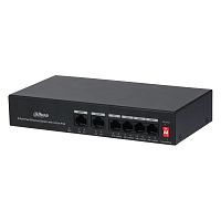 PoE-коммутатор Dahua DH-PFS3006-4ET-36 [неуправляемый, 4×10/100 Мбит/с + 2×10/100 Мбит/с, 4 порта PoE (бюджет 36 Вт), настольный, металл]