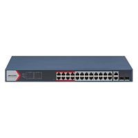 PoE-коммутатор Hikvision DS-3E1326P-EI [Smart, 24×10/100 Мбит/с + 2×1 Гбит/с комбо, 24 порта PoE (бюджет 370 Вт), в стойку 19", металл]