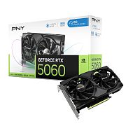 Видеокарта PNY GeForce RTX 5060 8 GB OC Dual Fan [PCI-E 5.0, 8 ГБ GDDR7, 128 бит, 3 x DisplayPort 2.1b, 1 x HDMI 2.1b, GPU Boost ~2535 МГц]