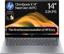HP OmniBook X NGAI 14-KR0013DX Snapdragon X Plus X1P-42-100 (8 ядер/8 потоков), 14" 2K UWVA OLED 300nits (1920 x 1200) 0.2 MS, Gorilla Glass 3, 16 LPDDR5X-8448Mhz, 512GB SSD PCIe NVMe, Qualcomm Adreno GPU, 1xUSB-A, 2xUSB-C (with PD and DP), WiFi 6E Qualco