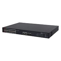 PoE-коммутатор Dahua DH-PFS3220-16GT-240 [неуправляемый, 16×1 Гбит/с + 2×1 Гбит/с, 2×SFP 1G, 16 портов PoE (Hi-PoE; бюджет 240 Вт), настольный/в стойку]