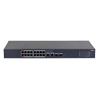 PoE-коммутатор Dahua DH-PFS4218-16GT-190 [управляемый, 16×1 Гбит/с + 2×1 Гбит/с, 16 портов PoE (бюджет 190 Вт), в стойку 19"]
